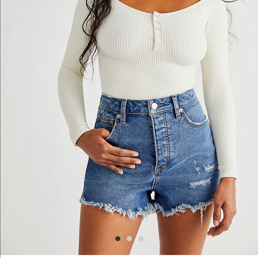 Free People Curvy button up high waisted jean shorts